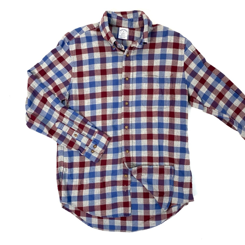 Brooks Brothers Red and Blue Plaid Casual Button Down Shirt